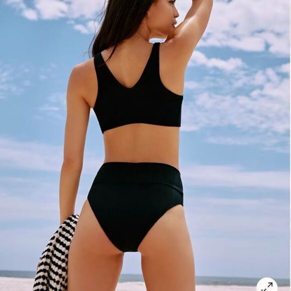 Free People Stone Fox Swim Rib Emma Bikini Bottom Bow Front Lt Green Large NWT - Picture 6 of 7